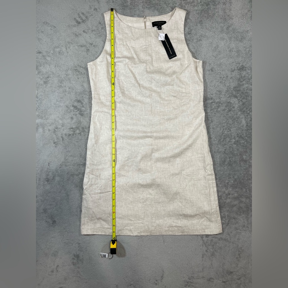 Banana Republic Linen Blend Sleeveless Sheath Dress Beige Knee Length Size S